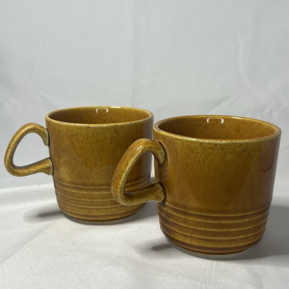Vintage Mugs Homer Laughlin Golden Harvest Cups Coffee Brown Speckled